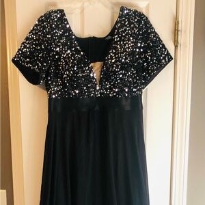 Black sequined prom dress